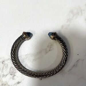Sterling Silver cuff with blue gems